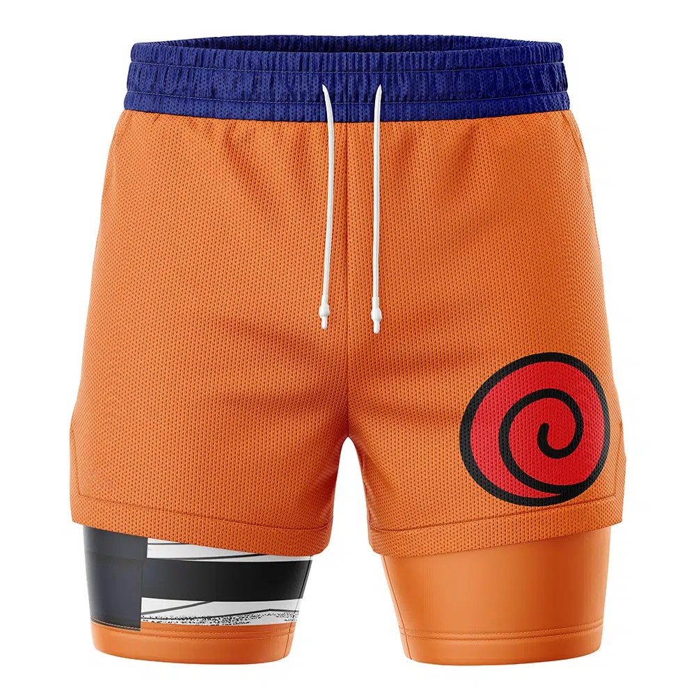 Shippuden Naruto  Compression Workout Training Shorts (2-in-1)