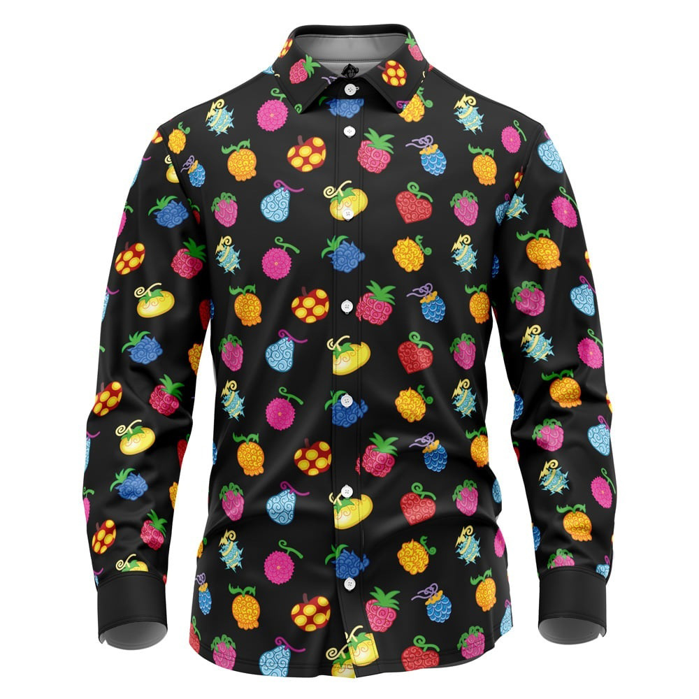Single Piece of Demon Fruit One Piece Long Sleeve Button Up Shirt