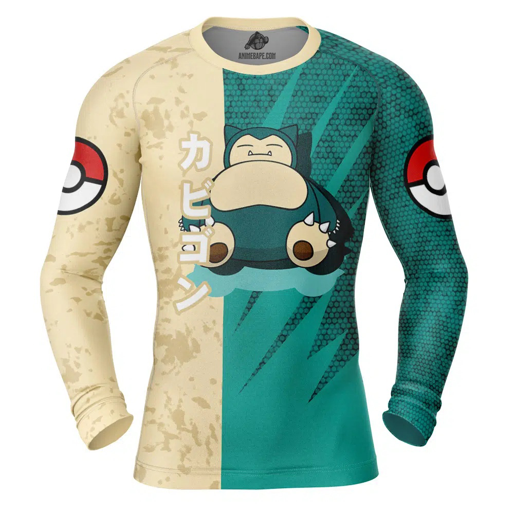 Snorlax Attack Pokemon Long Sleeve Rash Guard Compression Shirt
