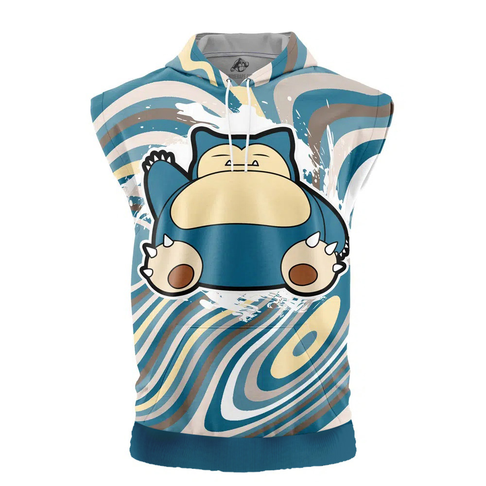 Snorlax Trippy Pokemon Cut Off Sleeveless Workout Hoodie