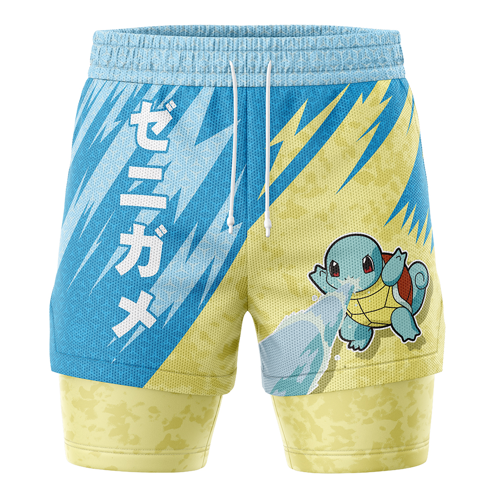 Squirtle Attack V1 Pokemon Compression Workout Training Shorts (2-in-1)