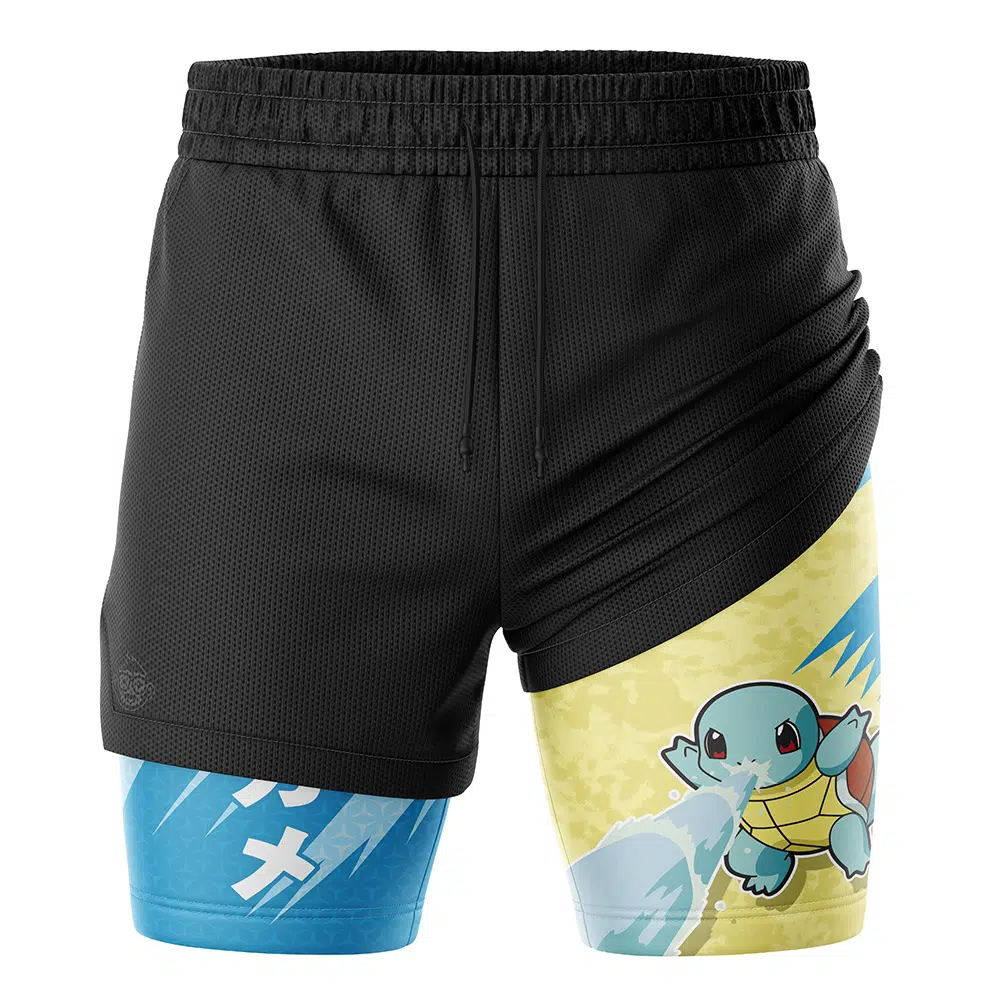 Squirtle Attack V2 Pokemon Compression Workout Training Shorts (2-in-1)