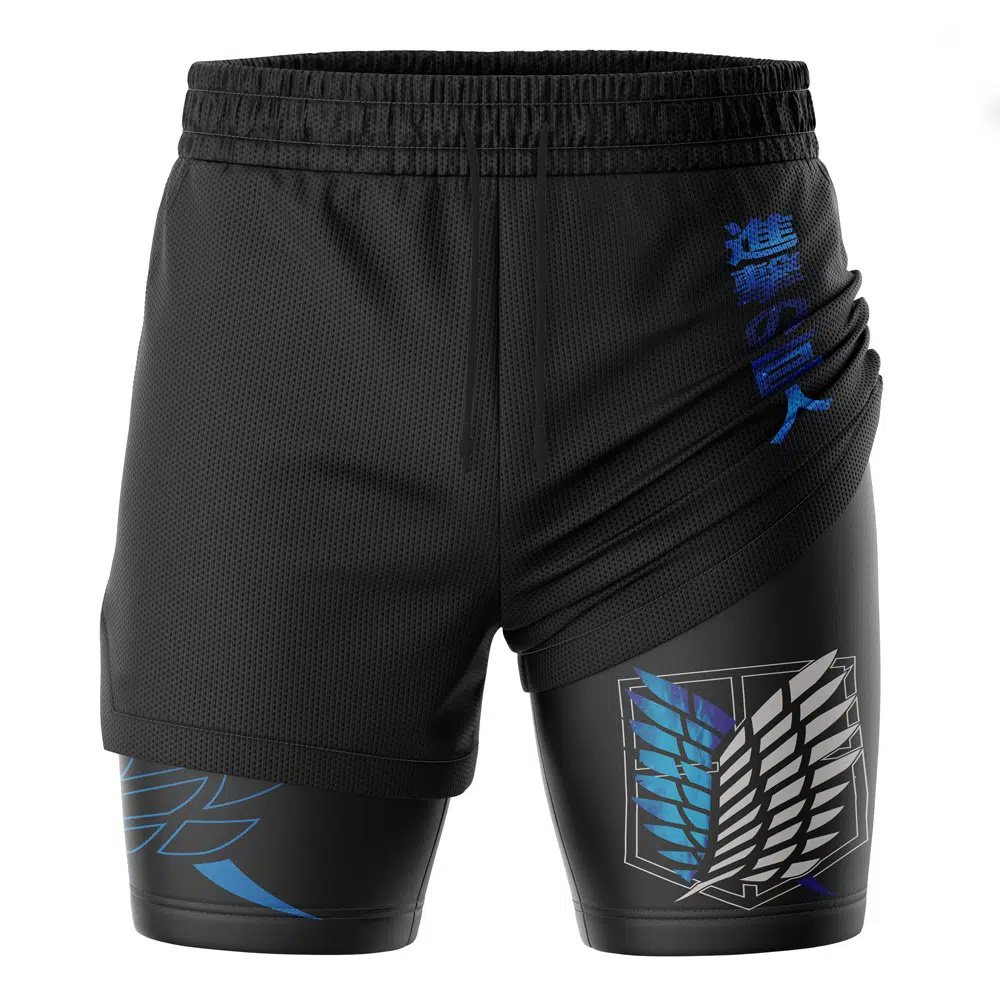 Survey Corps Attack on Titan Compression Workout Training Shorts (2-in-1) 15
