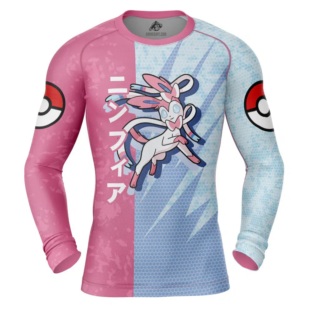 Sylveon Attack Pokemon Long Sleeve Rash Guard Compression Shirt