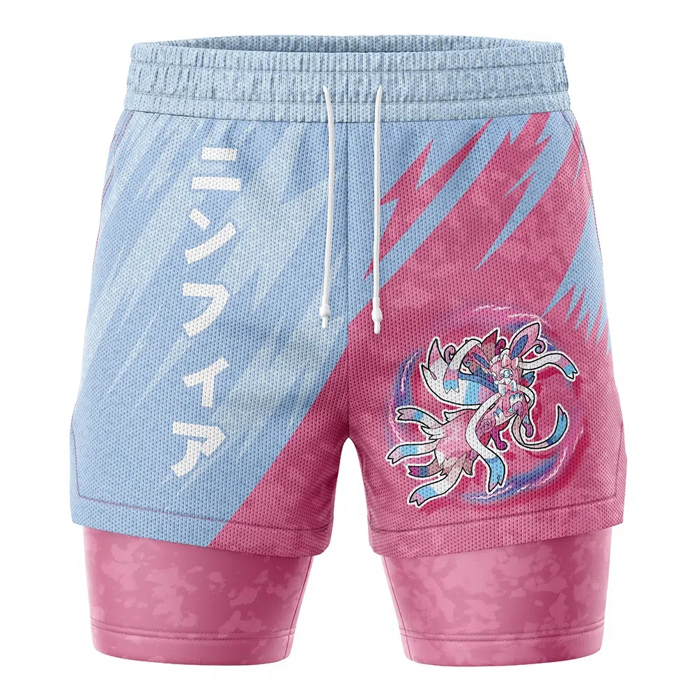 Sylveon Attack V1 Pokemon Compression Workout Training Shorts (2-in-1)