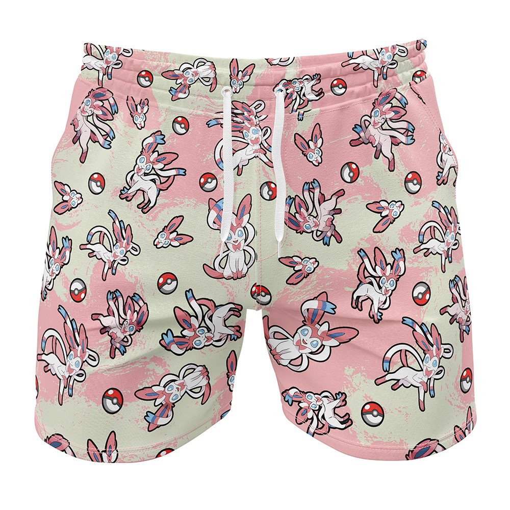 Sylveon Pattern Pokemon Gym Shorts
