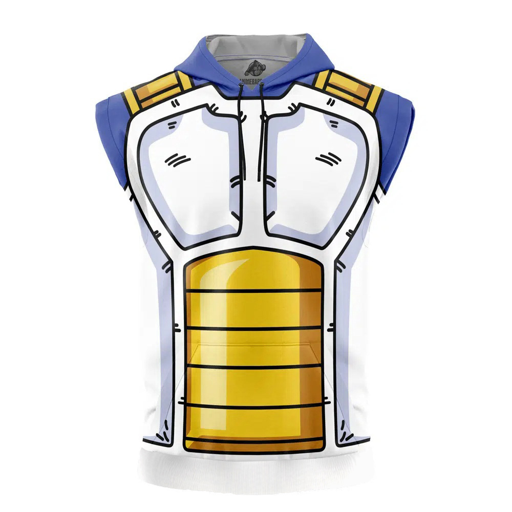 Vegeta Saiyan Battle Suit DBZ Cut Off Sleeveless Workout Hoodie