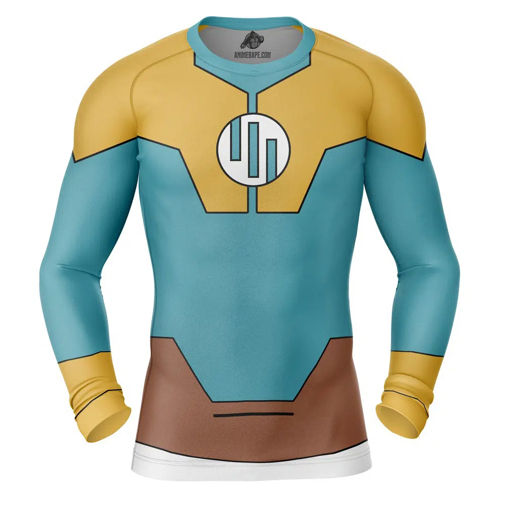 Viltrum Mark Emperor Costume Blue Invincible Long Sleeve Rash Guard Compression Shirt