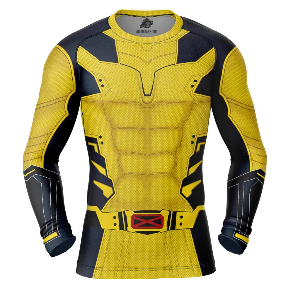 Wolverine Deadpool 3 Suit Marvel Long Sleeve Rash Guard Compression Shirt