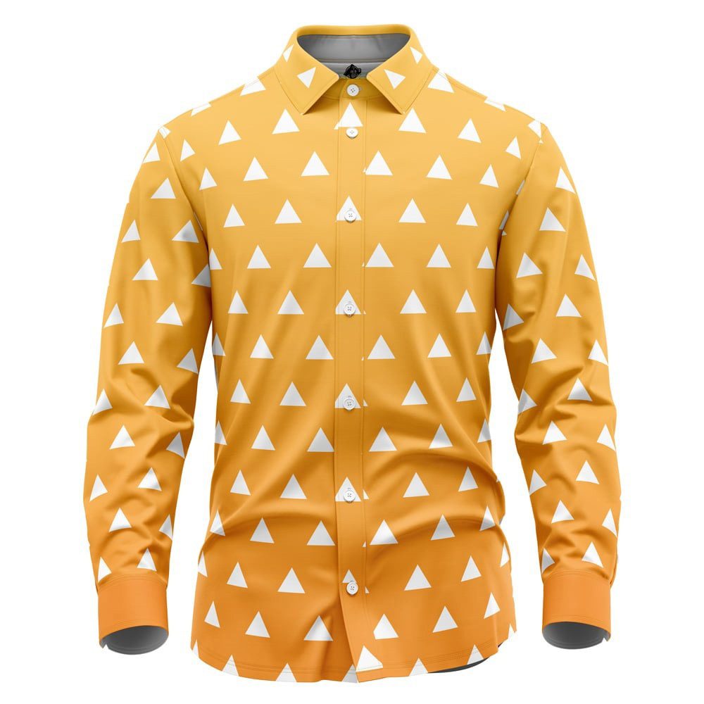 Zenitsu Agatsuma Demon Slayer Long Sleeve Button Up Shirt