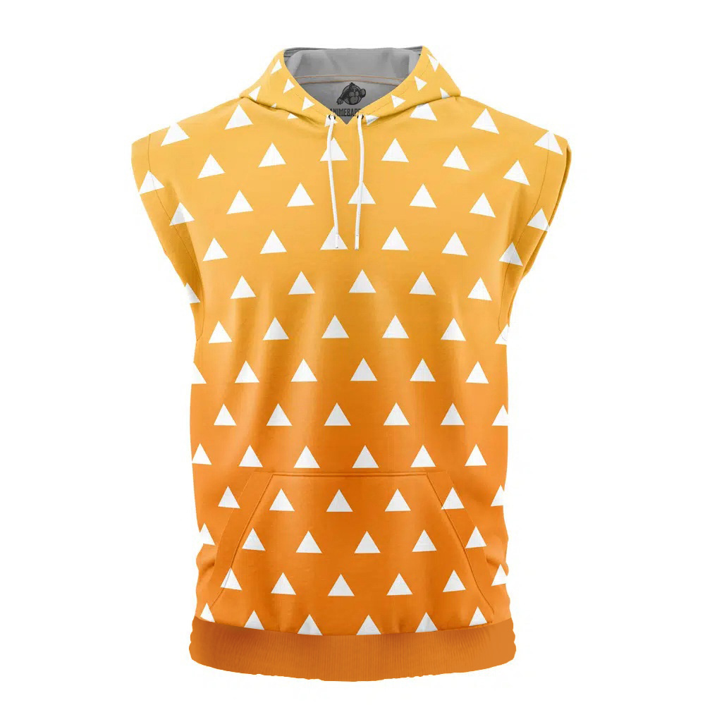 Zenitsu Agatsuma Demon Slayer Cut Off Sleeveless Workout Hoodie
