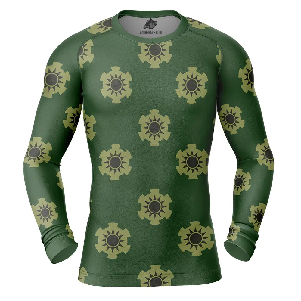 Zoro Wano pattern One Piece Long Sleeve Rash Guard Compression Shirt