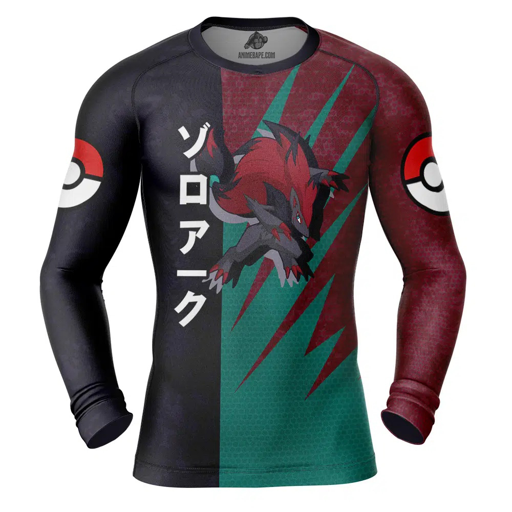 Zoroark Attack Pokemon Long Sleeve Rash Guard Compression Shirt
