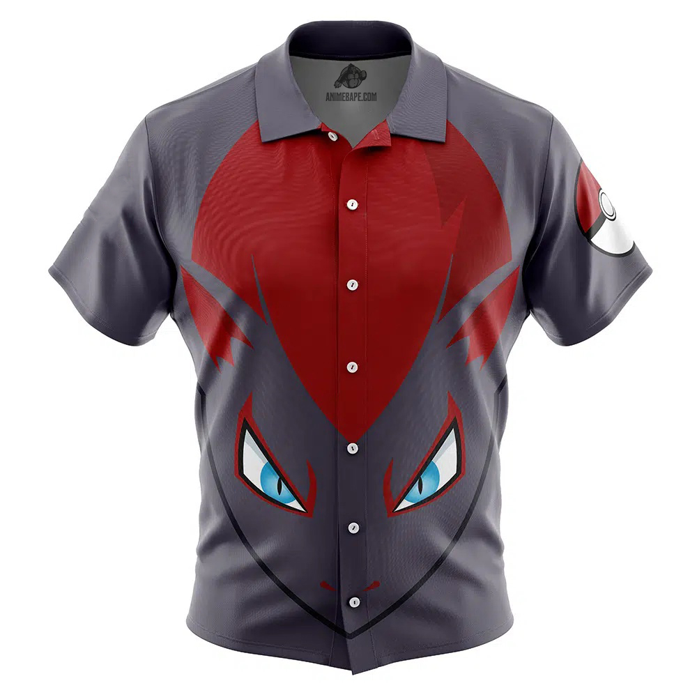 Zoroark Face Pokemon Button Up Hawaiian Shirt