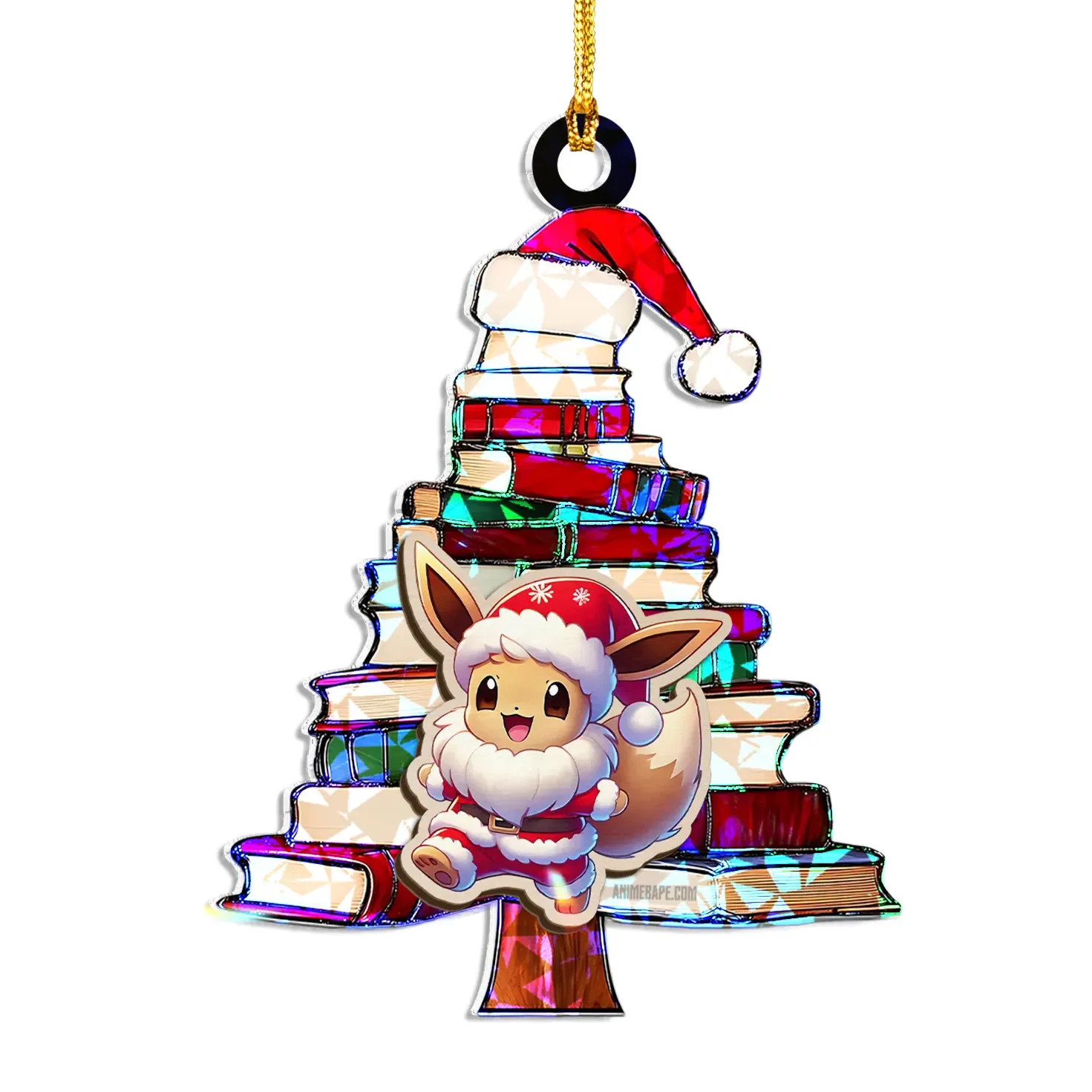 Eevee Pokemon Wood Shattered Glass Hologram Ornament