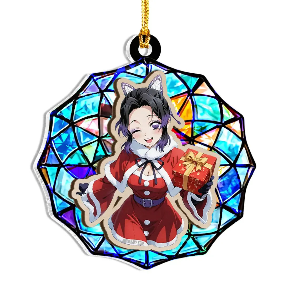 Shinobu Kocho Demon Slayer V2 Wood Shattered Glass Hologram Ornament