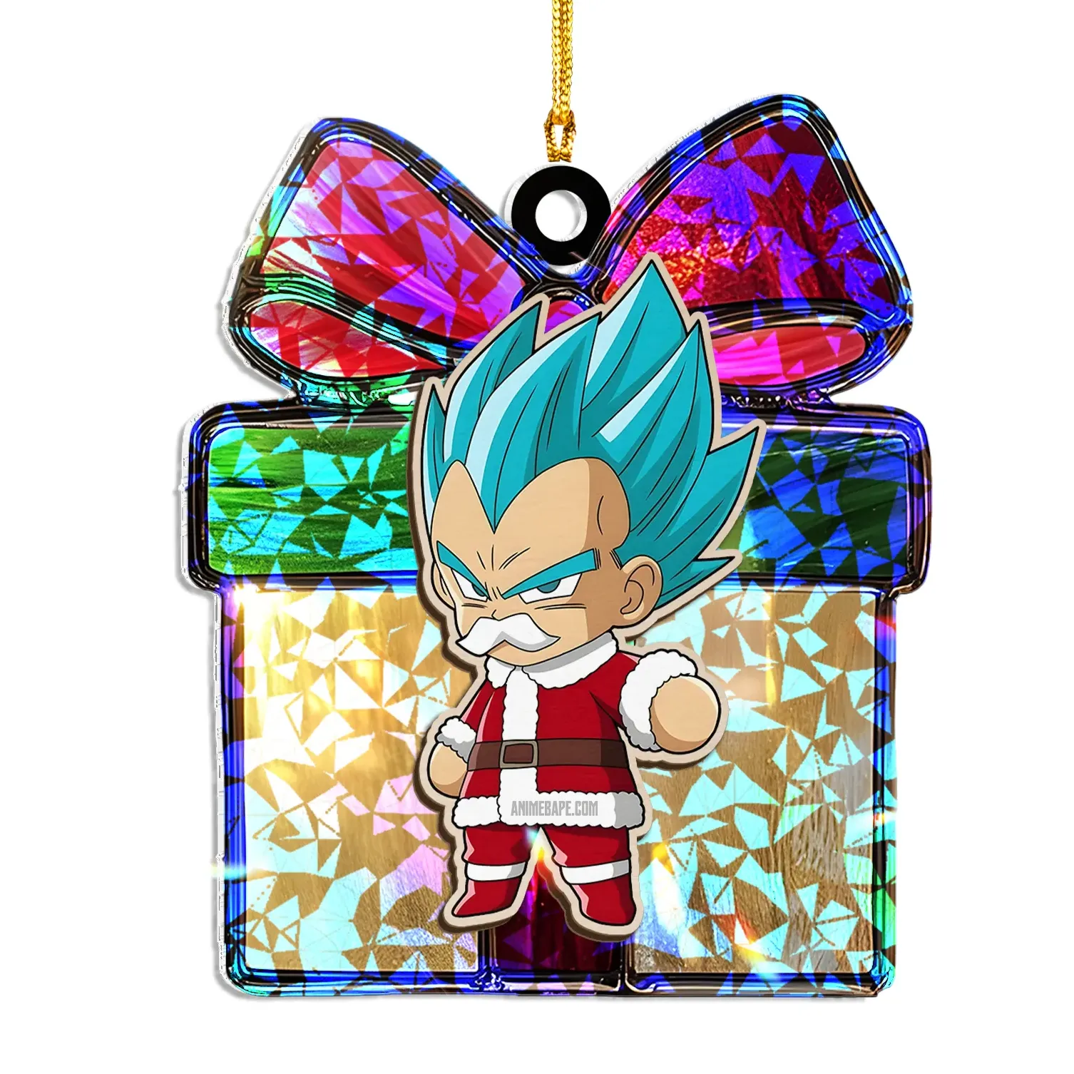 Vegeta Dragon Ball Wood Shattered Glass Hologram Ornament