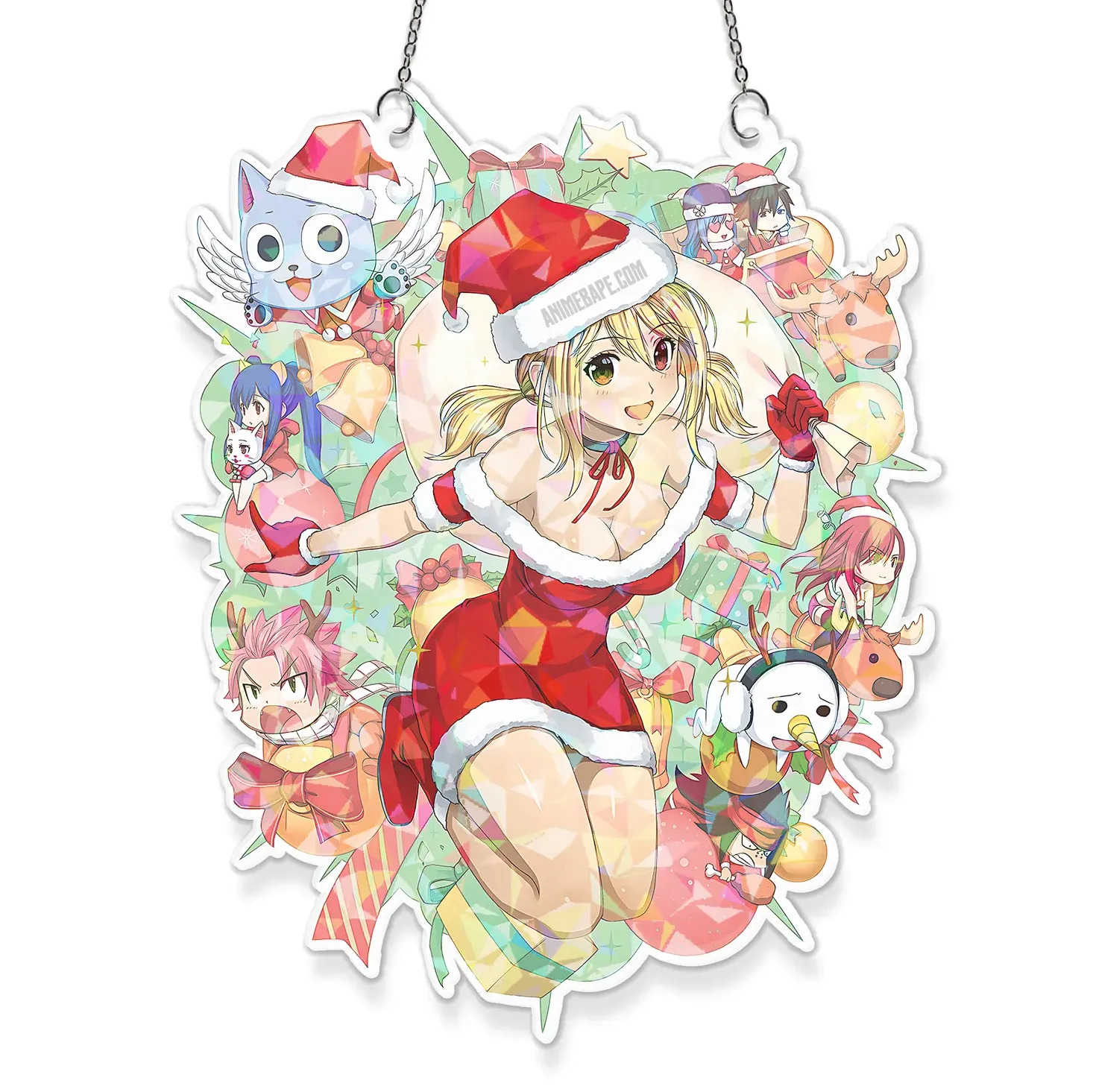 Custom name Lucy Heartfilia Fairy Tail Hologram Starbust Broken Glass Ornament