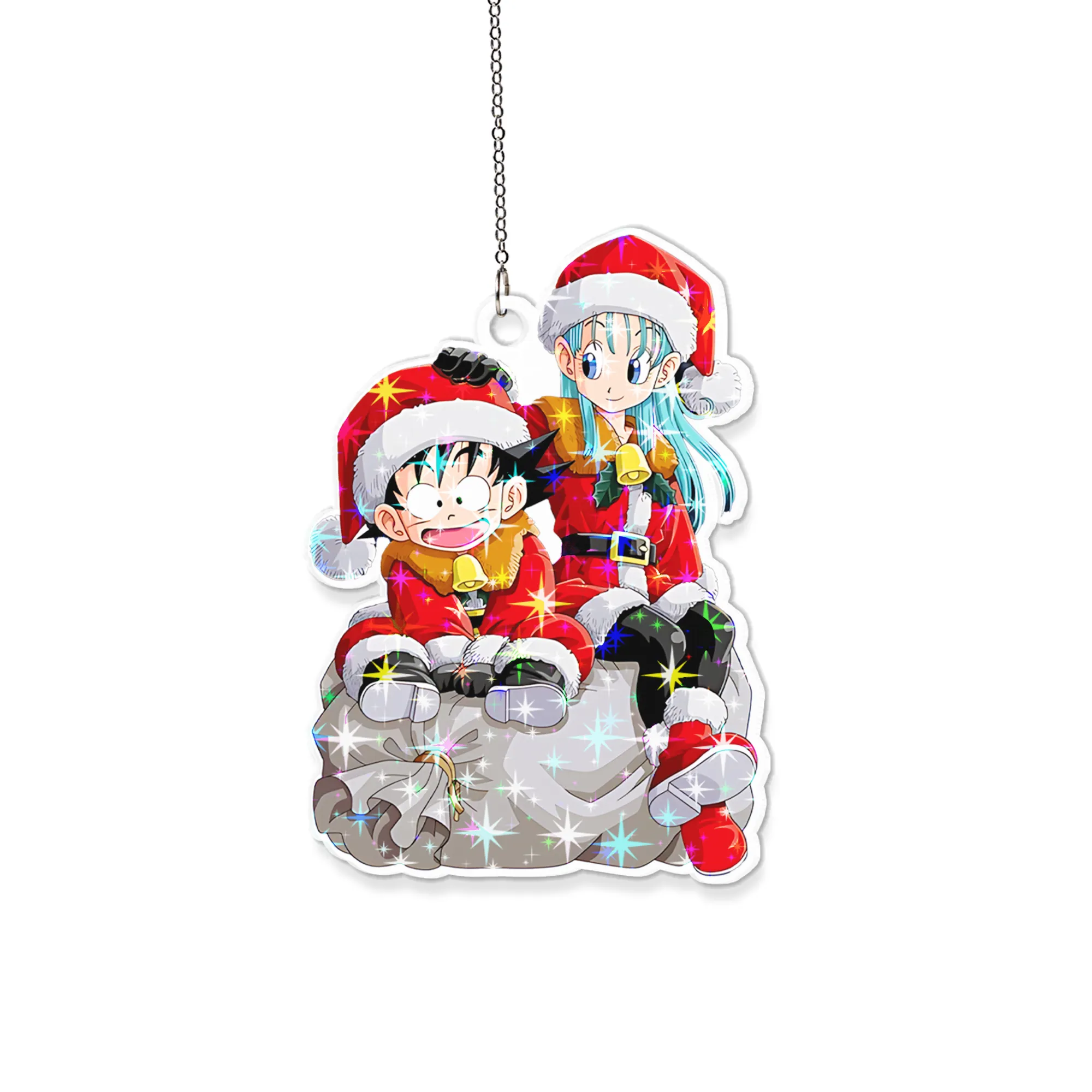 Custom name Goku And Bulma Dragon Ball Hologram Starbust Broken Glass Ornament