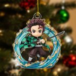 Demon Slayer Chibi Tanjiro For Fans Custom Name Christmas Acrylic Ornament