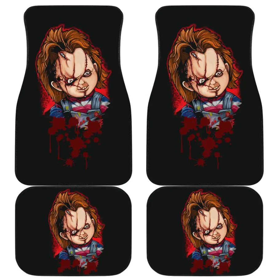 Horror Car Floor Mats - Chucky Doll With Knife Fire Car Mats Horror Car Floor Mats - Chucky Doll With Knife Fire Car Mats - Image 1