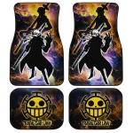 One Piece Car Mats Trafalgar Law Silhouette Jolly Roger Symbol Galaxy Car Floor Mats