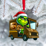 Personalized Grinch Mailman for Ups Postal Workers Custom Name Christmas Acrylic Ornament