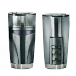Star Wars Mandalorian Helmet Machine Silver 20 oz Tumbler