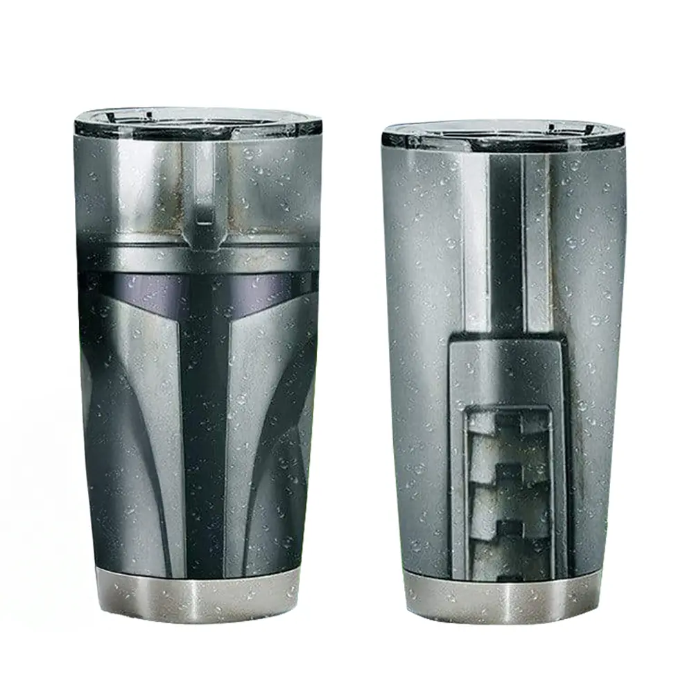 Star Wars Mandalorian Helmet Machine Silver 20 oz Tumbler2 Star Wars Mandalorian Helmet Machine Silver 20 oz Tumbler - Image 1