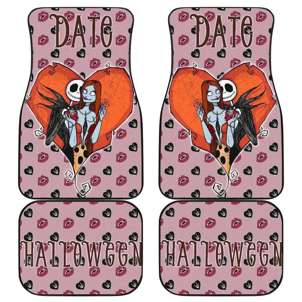 TNBC Car Mats Date Halloween Jack And Sally Heart Pattern Car Floor Mats Pink 1 The Nightmare Before Christmas Car Mats Date Halloween Jack And Sally Heart Pattern Car Floor Mats