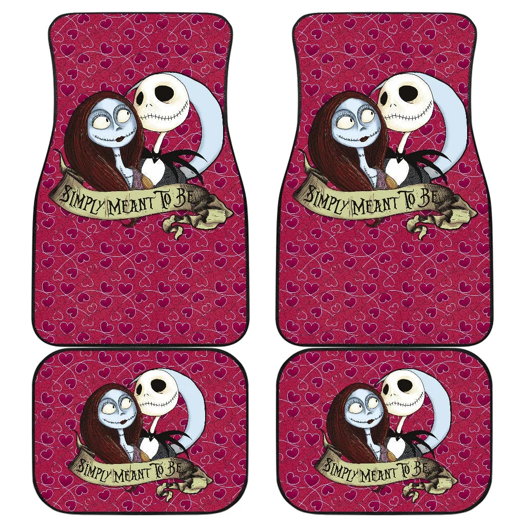 TNBC Car Mats Jack And Sally Valentine Simply Meant To Be Car Floor Mats Pink 1 The Nightmare Before Christmas Car Mats Jack And Sally Valentine Simply Meant To Be Car Floor Mats - Image 1
