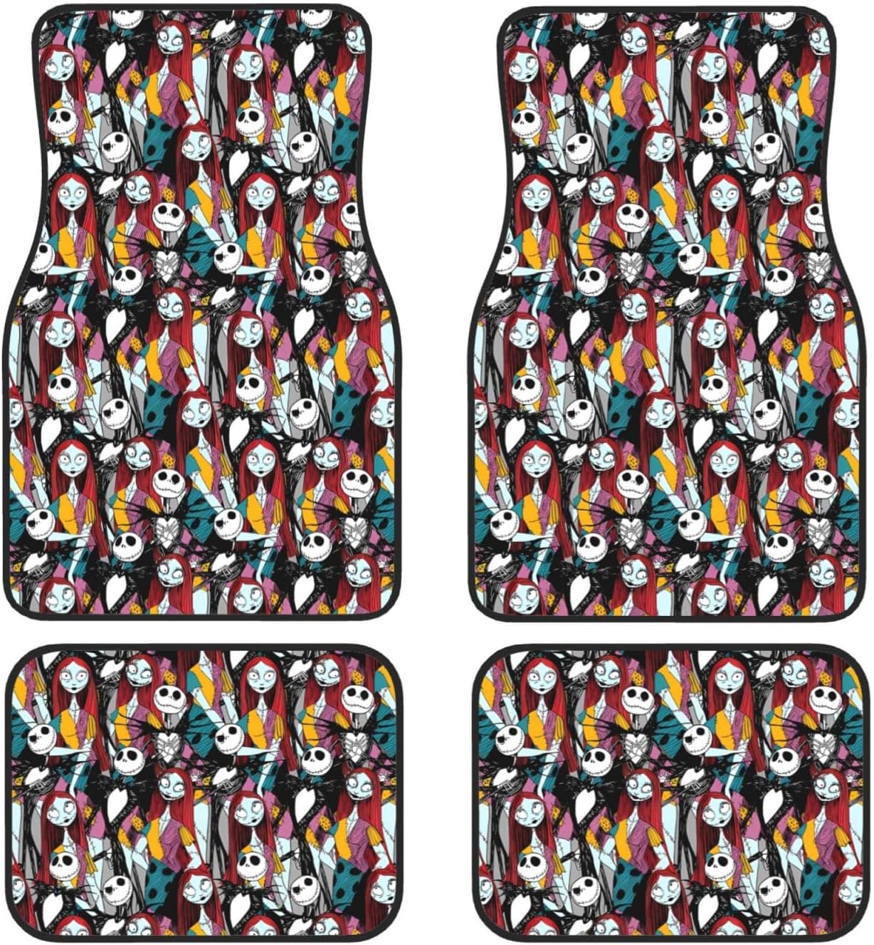 TNBC Car Mats Jack Skellington And Sally Doodle Pattern Car Floor Mats Colorful 1 The Nightmare Before Christmas Car Mats Jack Skellington And Sally Doodle Pattern Car Floor Mats - Image 1