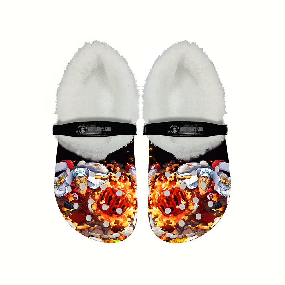 Akainu One Piece Cozy Winter Fleece Clogs