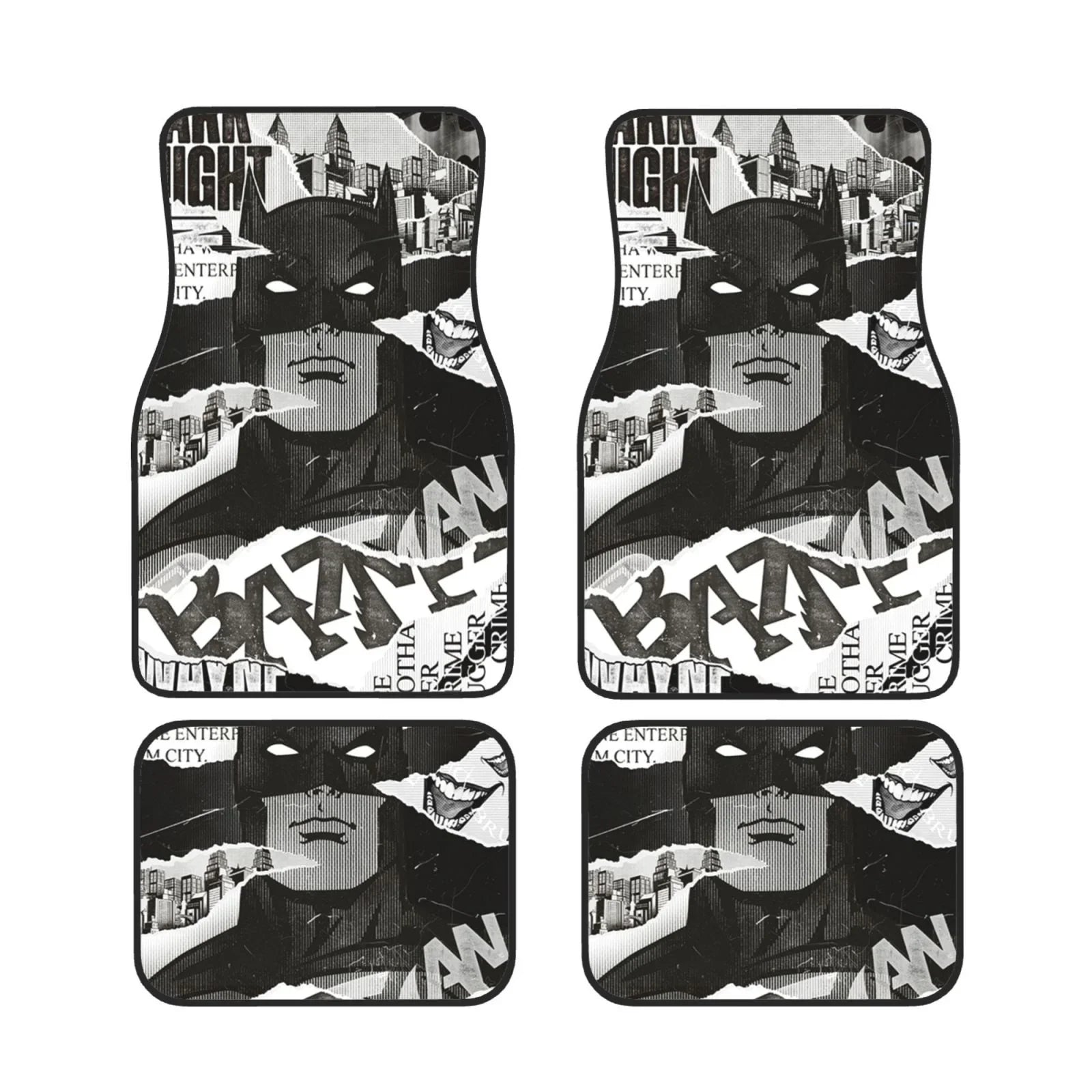 Batman Car Mats DC Batman Stitckers Torn Newspaper Pattern Car Floor Mats