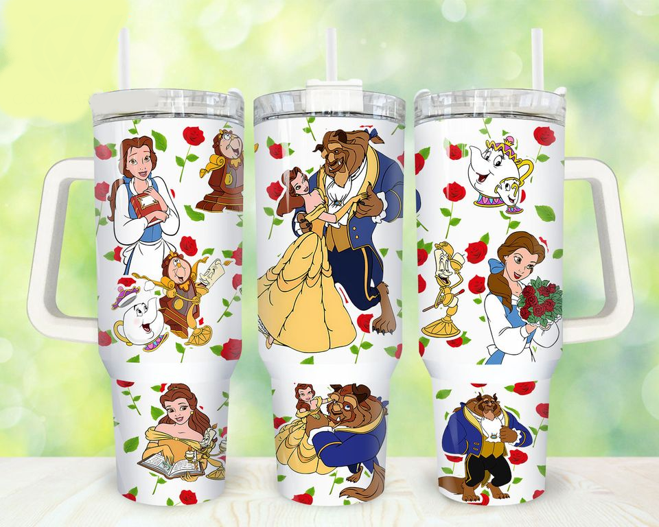 Beauty And The Beast Belle Dancings Roses Large Tumbler