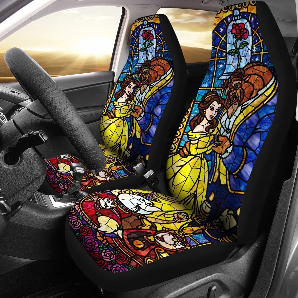 Beauty And The Beast Car Seat Covers DisneyCharacters Stained Glass Seat Covers