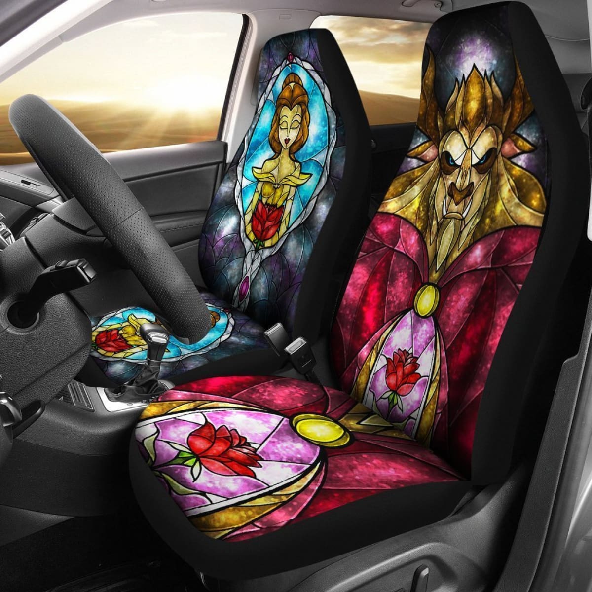 Beauty And The Beast Car Seat Covers DisneyStained Glass Seat Covers