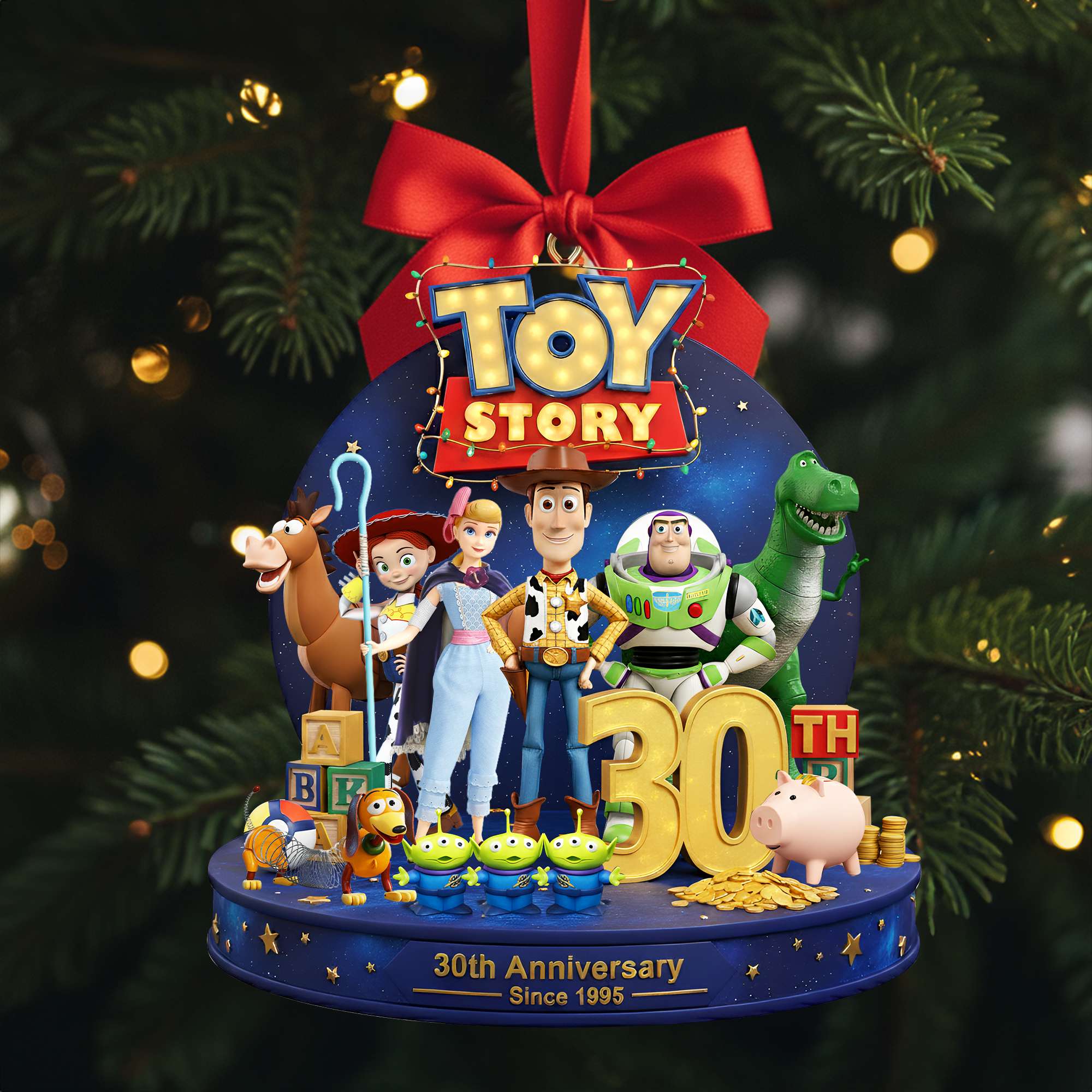 Celebrate 30 Years of Adventure! Toy Story Gift for Fans Custom Name Christmas Acrylic Ornament