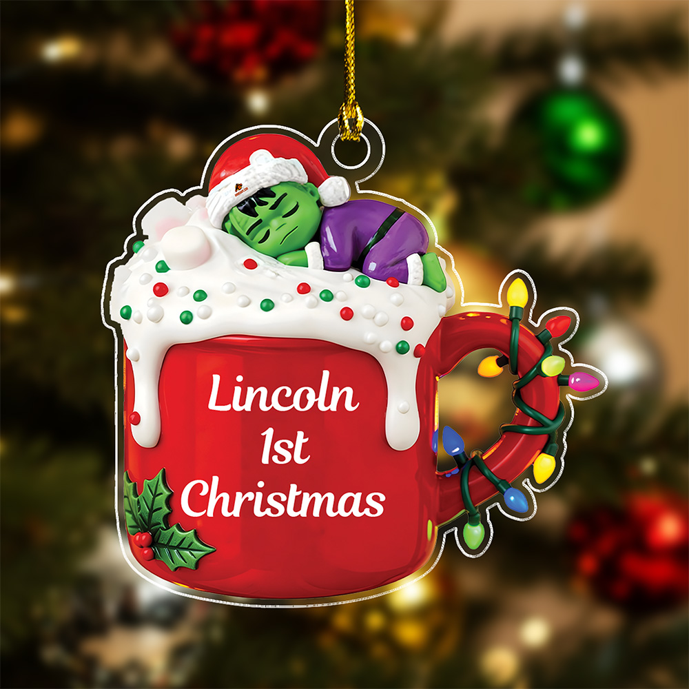 Hulk Super Baby's First For Kids and families Custom Name Christmas Acrylic Ornament