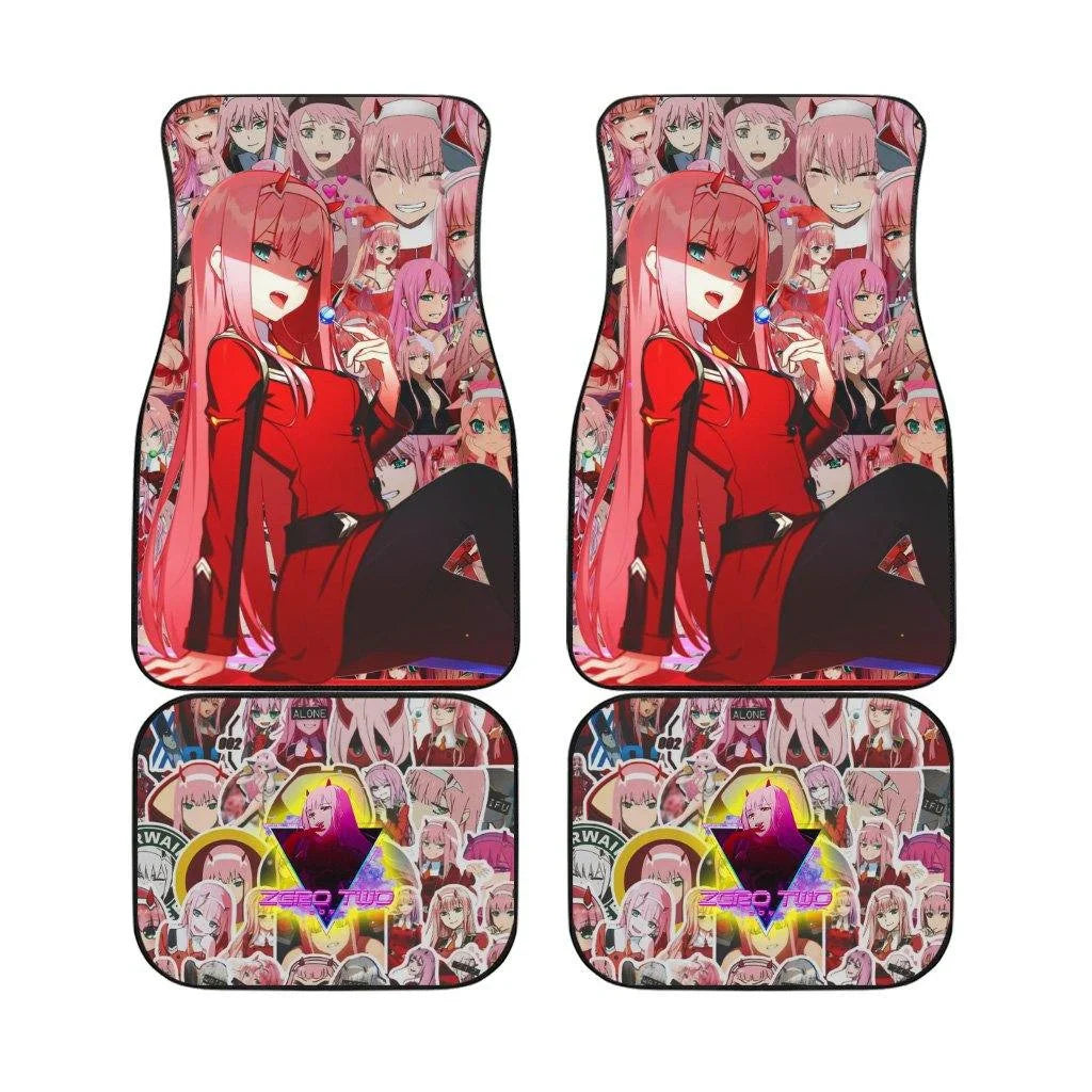 Darling In The Franxx Car Mats All Zero Two Emotions Doodle Pattern Car Floor Mats