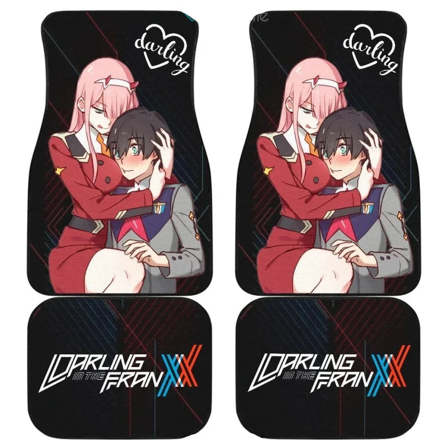 Darling In The Franxx Car Mats Zero Two And Hiro Shy Hug Car Floor Mats