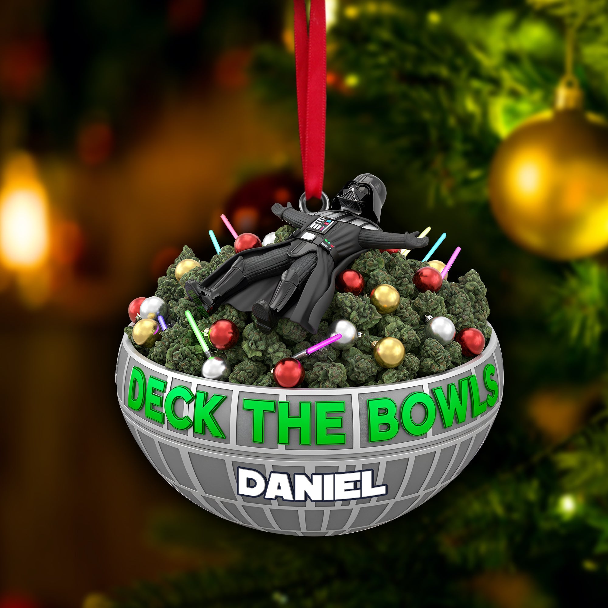 Deck The Bowl Star Wars Gift for Stoners Custom Name Christmas Acrylic Ornament