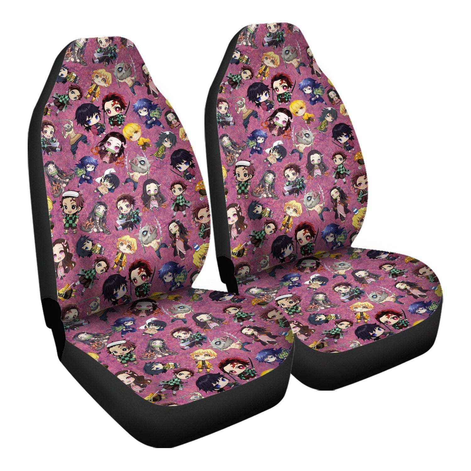 Demon Slayer Car Seat Covers Demon Slayer Chibi Characters Pattern Seat Covers