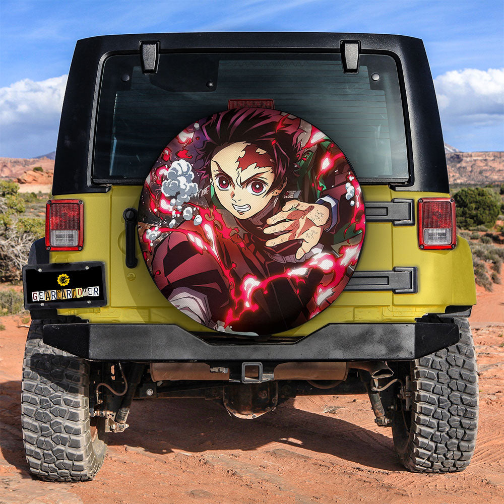 Demon Slayer Spare Tire Cover Kamado Tanjiro Fighting Pose Tire Covers