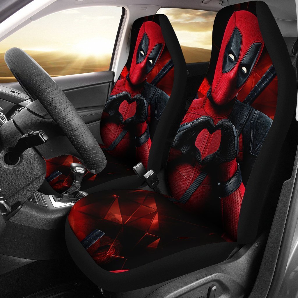 Deadpool Car Seat Covers Deadpool With Heart Hands Pose Seat Covers