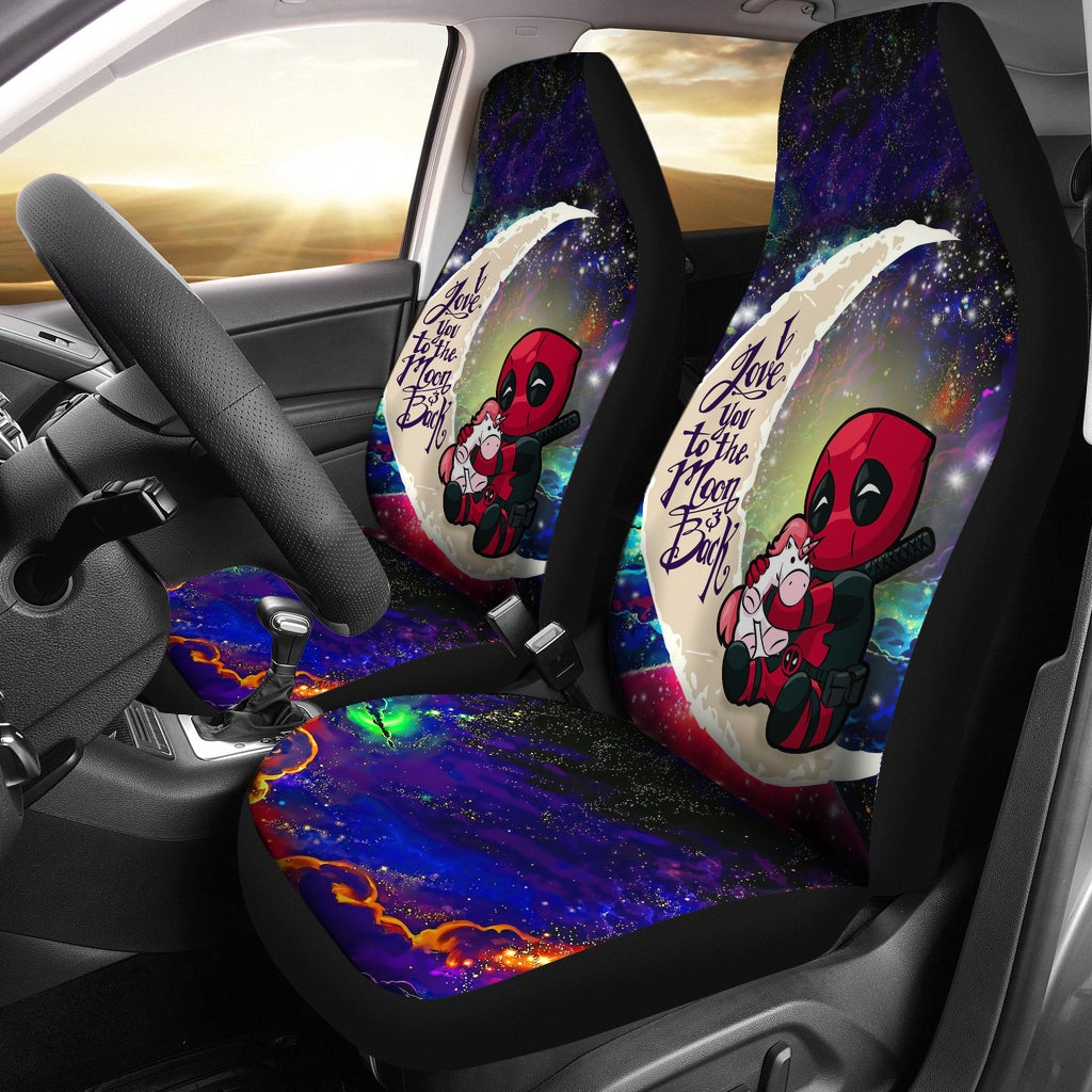 Deadpool Car Seat Covers Deadpool With Unicorn Love To The Moon Seat Covers