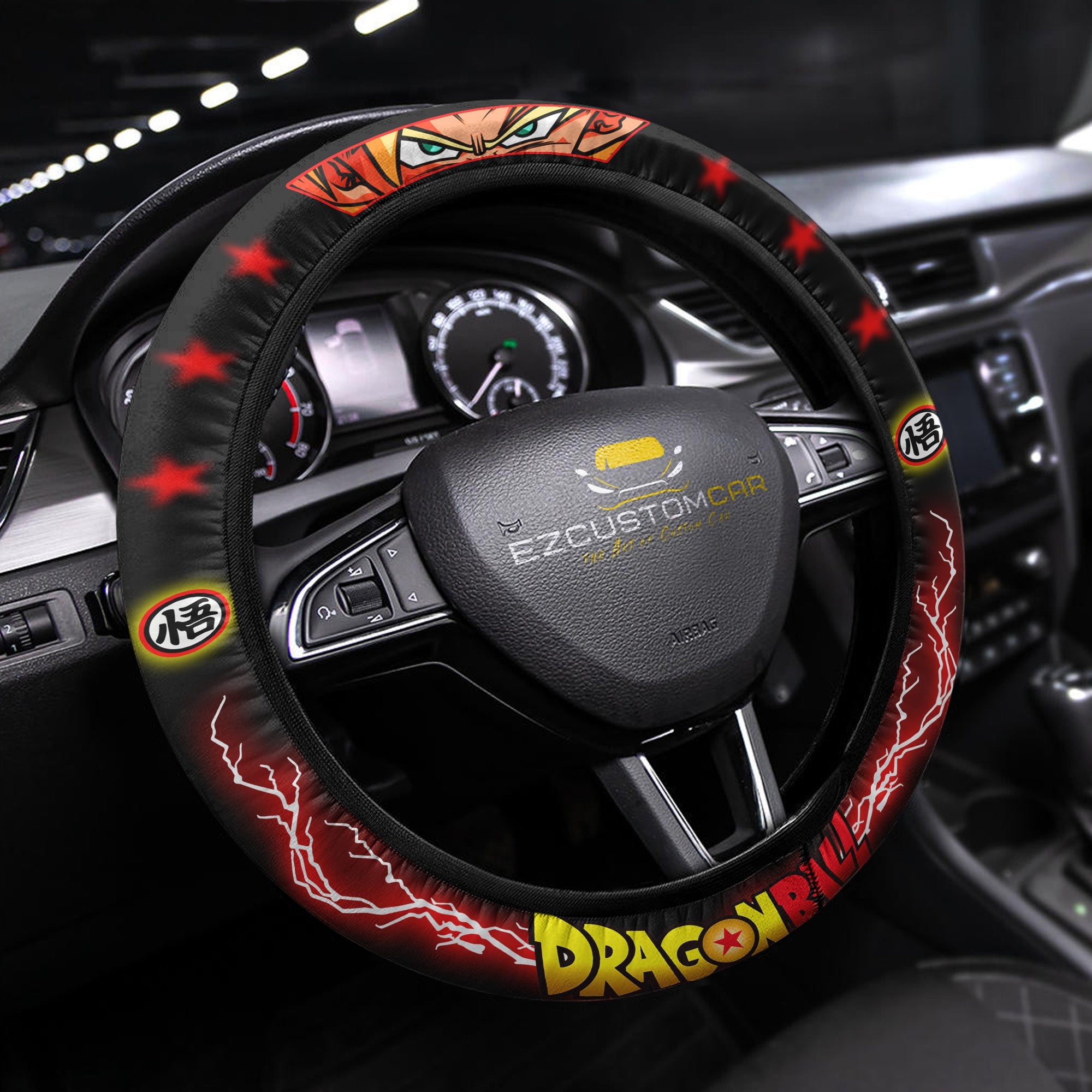 Dragon Ball Steering Wheel Cover Dragon Ball Character Stars Pattern Driving Wheel Cover