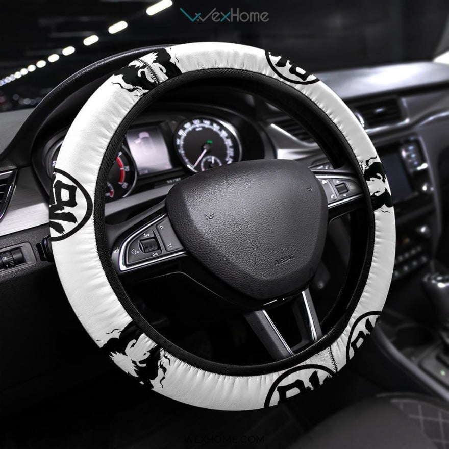 Dragon Ball Steering Wheel Cover Goku Kaniji Word Silhouette Driving Wheel Cover