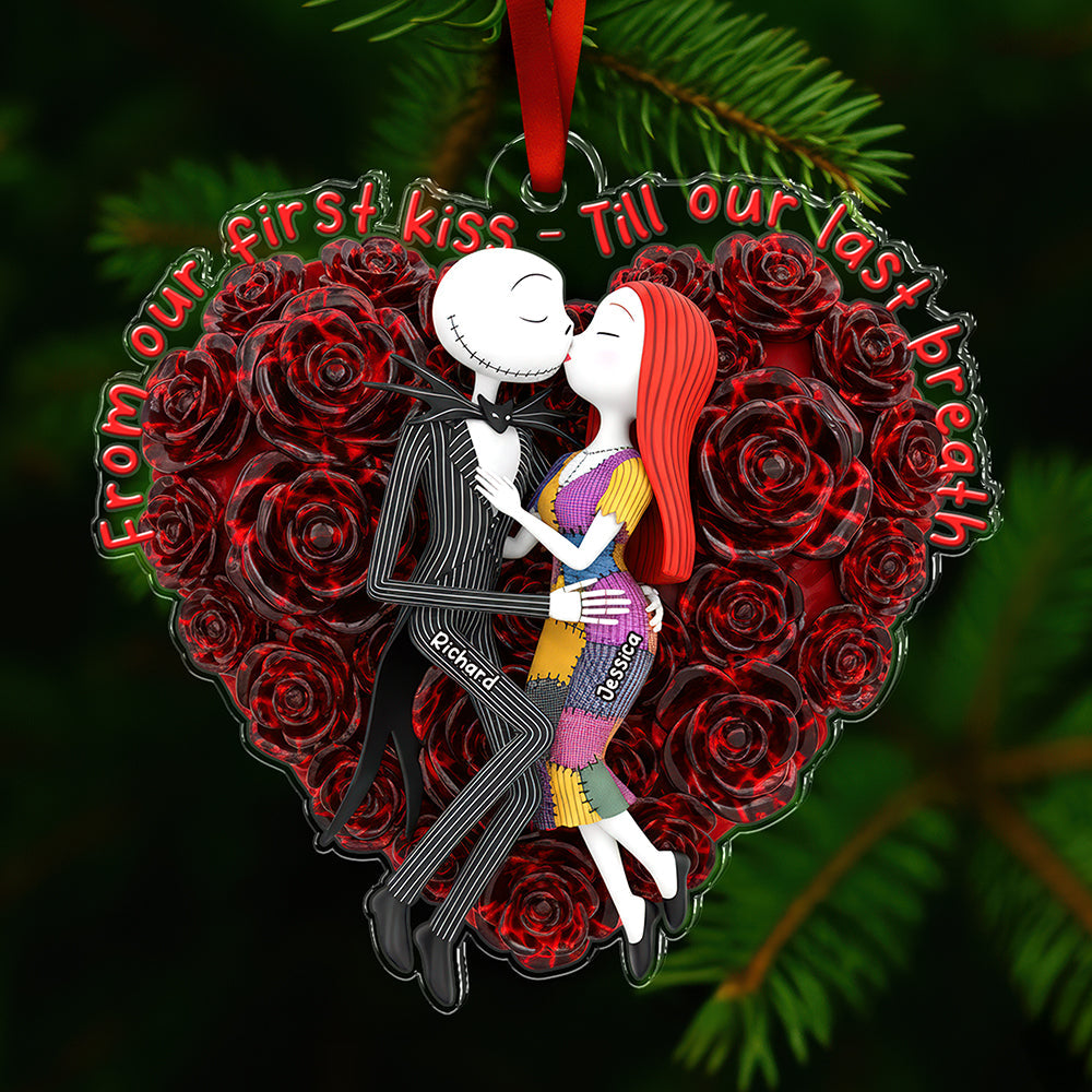 From Our First Kiss Spooky Love The Nightmare Before Gifts for Couples Custom Name Christmas Acrylic Ornament