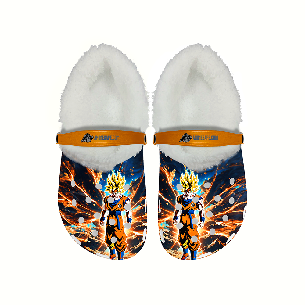 Goku Saiyan 1 Dragon Ball Cozy Winter Fleece Clogs
